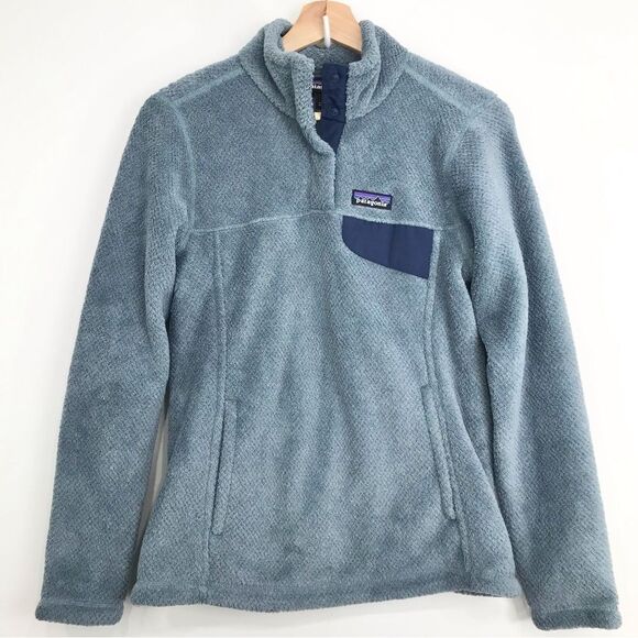 Patagonia Re-Tool Light Blue Navy Snap T Synchilla Pullover Fleece - Picture 1 of 16
